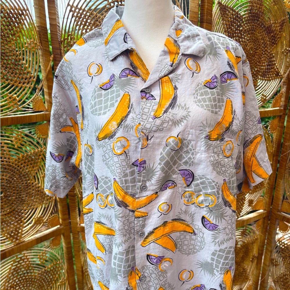 80s Button Down Banana and Pineapple Party Shirt